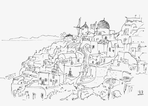 Fabrizio Lorito: Ink Greece Sketch, Travel Sketches, Santorini Greece, Architecture Sketch, Dream Art, Visual Artist, Santorini, Art Boards, Art Inspo