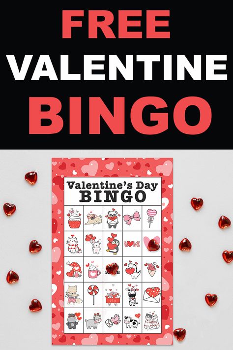 Download this free Valentine's Day bingo. you get 40 unique valentine bingo cards included in this free printable set. It's perfect for a valentine's class party, valentine party at home, family game night, etc. You can play with a small or large group. Valentines Bingo, Valentine Bingo Cards Free Printables, Valentine Bingo Game Free Printable, Valentine Word Scramble Free Printable, Valentine’s Day Bingo Kids, Bingo Cards To Print, Valentines Class Party, Valentine Party Game, Free Printable Bingo Cards