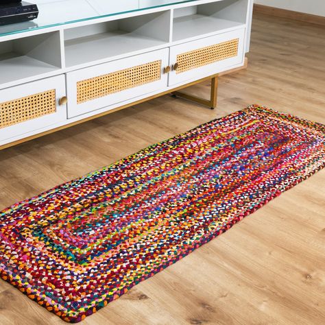 PRICES MAY VARY. Size : The rug is generously sized to fit a variety of spaces, with dimensions of 72 by 24 inches. This makes it a versatile option that can be used as a statement piece or a functional addition to a room or space. HANDMADE : The Chindi Rug is made by skilled artisans, making each rug unique and a work of art. The use of recycled cotton fabric in the rug's construction makes it eco-friendly, as it reduces textile waste and promotes sustainability. The rug is a testament to the b Textile Waste, Bohemian Area Rugs, Recycled Cotton, Statement Pieces, Rug Runner, Recycling, Cotton Fabric, Area Rugs, Textiles