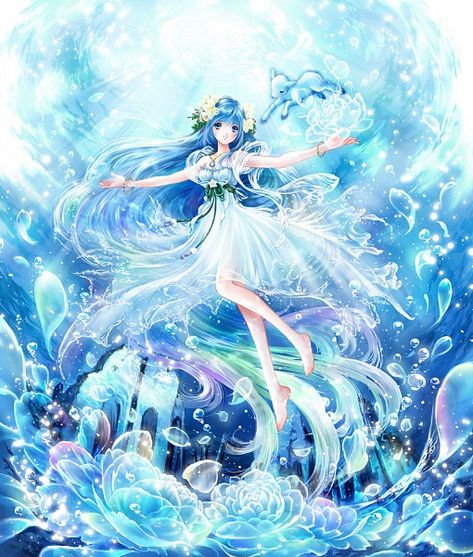 View full-size (800x941 273 kB.) Andrina Water Fairy, Girl In Water, Art Manga, Anime Fairy, Manga Artist, Anime Princess, 판타지 아트, Anime Angel, Art Anime