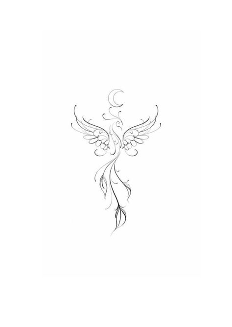 Feminine Tattoos Sternum, Dreamcatcher With Angel Wings Tattoo, Fine Line Aphrodite Tattoo, Spiritual Gemini Tattoo, Phoenix Tattoo Aesthetic, Small Fenix Tattoo, Vertical Tattoo Design Simple, French Tattoo Ideas Illustration, Spiritual Tattoo Designs For Women