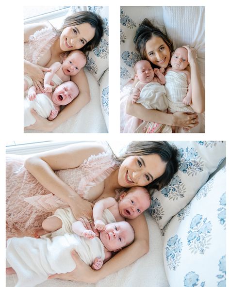 Still in love and admiring this twin newborn session! Mom and her twins’ cuddles! Mom And Twin Daughters, Twin Newborn, Twin Daughters, Newborn Twins, Twin Mom, Still In Love, Newborn Session, Twins, In Love