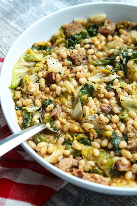 Sausage Escarole And Beans, Escarole And Beans Italian, Budget Casseroles, Kitchen Sync, Escarole Recipes, Sausage Italian, Beans And Sausage, Cooking Dried Beans, Italian Comfort Food