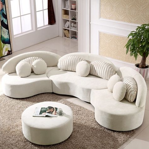 Chaise Ottoman, Custom Couch, Sofa Round, Sectional Sofa Beige, Trendy Sofas, Round Sectional, Furnitur Ruang Keluarga, Sofa L, Sofa Beige