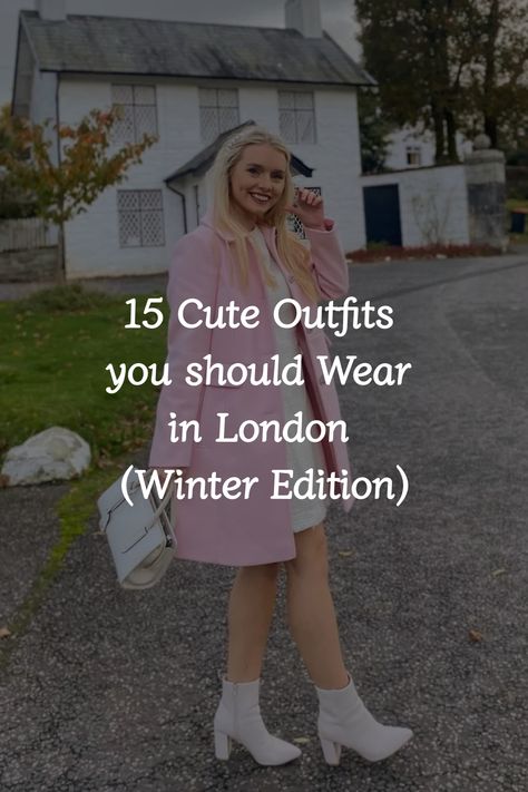 Stay cozy and stylish with these simple and cute London winter outfit ideas that are sure to keep you warm while exploring the city's aesthetic charm. Pastel Pink Coat, High Tea Outfit, London Outfit Ideas, Chic Sunglasses, Chic Winter Outfits, Streets Of London, Long Black Coat, London Outfit, Cozy Coats