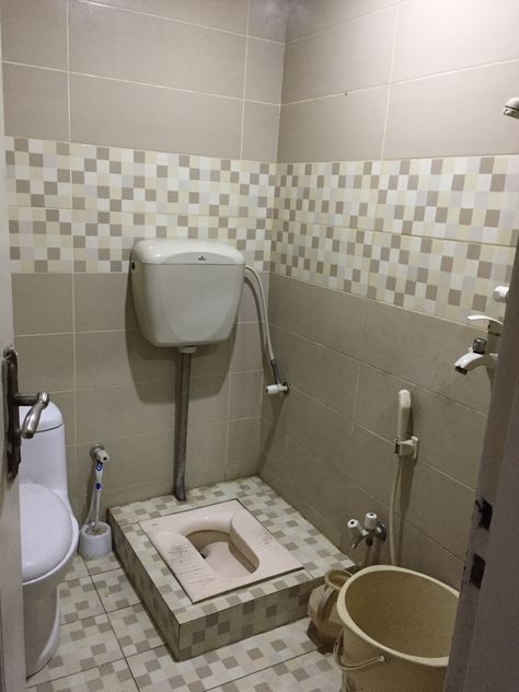 Indian And Western Toilet Together, Indian Toilet Design, Indian Toilet, Small Washroom Design, Latest Bathroom Tiles Design, Small Apartment Building Design, Bathroom Layout Plans, Toilet And Bathroom Design, Telugu Jokes