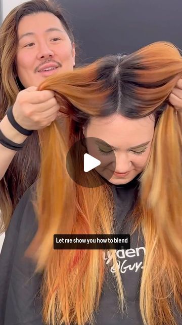 Guy Tang® on Instagram: "You can create this copper color by using the NEW Midnight Flame 7 in @guytang_mydentity 
Here is formula and steps on her natural level 5 hair.
Highlight the hair using #GuyTang #Magnum 8 with #LiftMeUp Bright blonde added in. Of course with @olaplex no1 #olaplex and MyHero Collagen powder.
Base the hair using Midnight Flame 7 with 20vol around the foils.
After processing on damp hair at the shampoo bowl apply @guytang_mydentity Vibrant Pastel Cosmic Coral over the blonde highlights to give the blonde a soft coral tone to compliment the beautiful rich #copper base color.
🤍Shampoo and conditioned with #GuyTang #MyHero Nourishing System." Growing Out Copper Hair, Gold And Copper Hair, Level 7 Hair Color Formulas, Ash Blonde With Copper Highlights, From Copper To Blonde Hair, Copper Blonde Hair Color Formulas, Copper Balayage Formula, Level 5 Hair With Highlights, Toning Hair Before And After