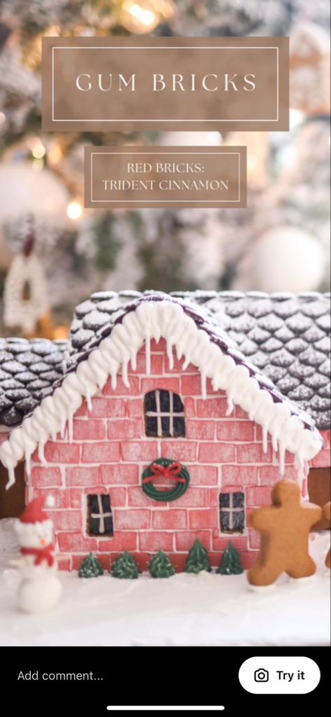 Gingerbread House Decorations, Red Bricks, Brick House, Brick Red, Tis The Season, Gingerbread House, Gum, Gingerbread, Cinnamon