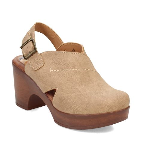 PRICES MAY VARY. Easy care manmade uppers in a platform clog style Plush cushioned footbed Adjustable strap for a secure fit Woodgrain look platform midsole and high heel Synthetic outsole Make a stylish statement in the Cecila clog from b.o.c. This signature style is designed with a faux leather upper and highlighted with an open back with buckle closure strap that gives this clog a trendy look. Easy care manmade uppers in a platform clog stylePlush cushioned footbedAdjustable strap for a secur Casual Clogs With 4-inch Heel, Brown Wedge Heel Clogs With Buckle Closure, Medium Width Slip-on Clogs With Reinforced Heel, Leather Clogs With Heel Loop, Medium Width, Brown High Heel Clogs With 4-inch Heel, Clogs Heels, Clogs Style, Platform Clogs, 2 Inch Heels