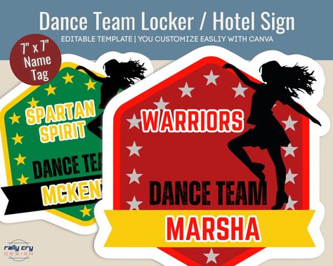 Locker Name Tags, Locker Signs, Locker Decorations, Travel Team, Hotel Door, Sports Signs, School Lockers, Simple Website, Cheer Team