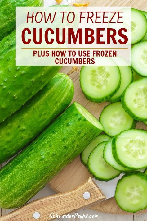 Freeze Cucumbers, Freezing Cucumbers, Preserve Cucumbers, Preserving Cucumbers, Cucumber Harvest, Infusing Water, Freezing Food Guide, Cucumber Infused Water, Cucumber Lemonade