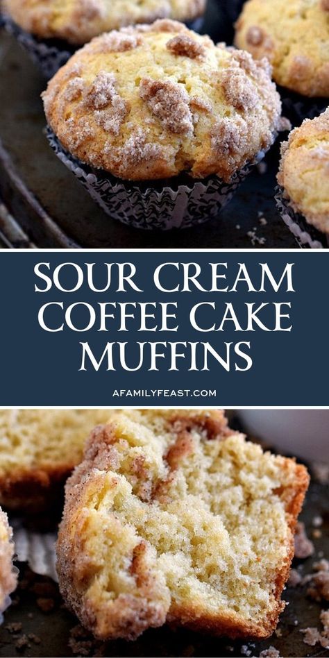 Sour Cream Coffee Cake Muffins, Breakfast Muffin, Coffee Cake Muffins, Streusel Muffins, Sour Cream Coffee Cake, Cake Muffins, Torte Cupcake, Muffin Tin Recipes, Breakfast Sweets