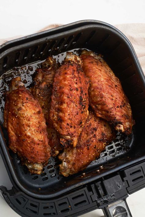 Air Fryer Turkey Wings, Turkey Dinosaurs, Air Fryer Turkey Recipes, Wings In Air Fryer, Seasoned Turkey, Reheat Turkey, Dino Nuggets, Smoked Turkey Wings, Air Fryer Turkey