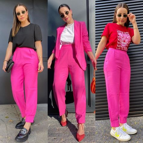 Pink Pants Outfit Work, Fashion Outfits Business, Magenta Pants, Casual Outfits Office, Cute Business Casual Outfits, Pink Pants Outfit, Colorful Wardrobe, Outfits Con Jeans, Outfits Girl