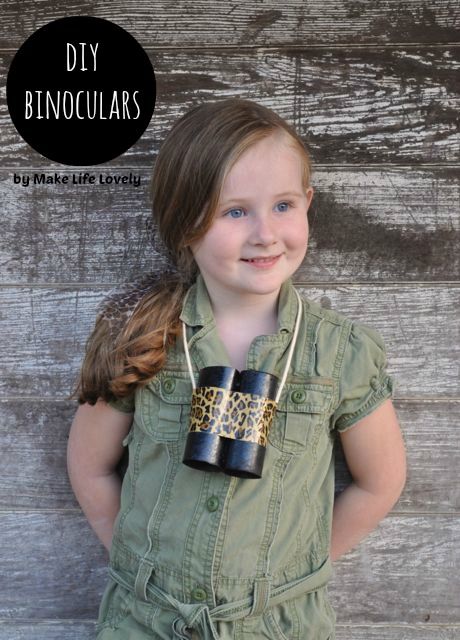 souvenir: binoculares Diy Binoculars For Kids, Diy Binoculars, Diy Rucksack, Explorer Costume, Jungle Crafts, Safari Costume, Jungle Safari Birthday, Binoculars For Kids, African Savanna