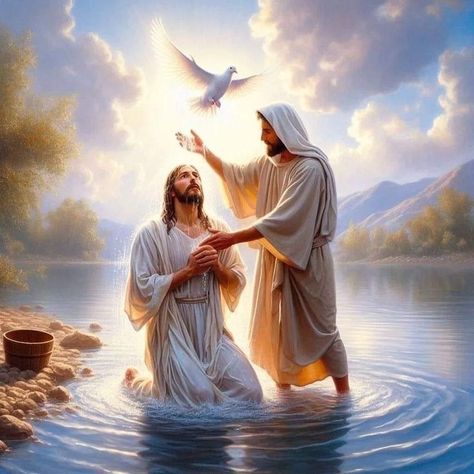 Jesus Baptised, Jesus Our Savior, Jesus Drawings, Jesus Christ Painting, Spiritual Images, Jesus Artwork, Jesus Christ Artwork, Jesus And Mary Pictures, Jesus Photo