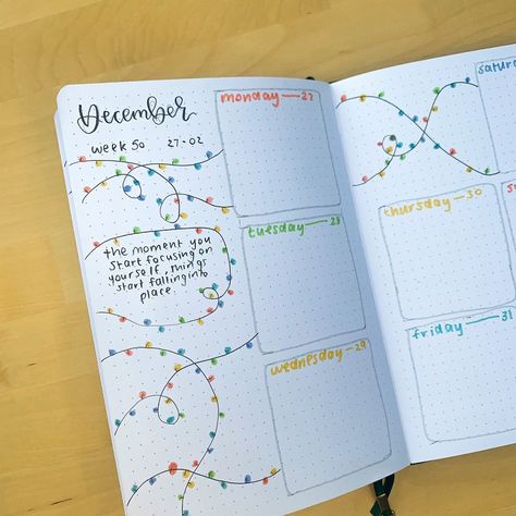 December Weekly Spread Bullet Journal, Yearly Bullet Journal Spreads, College Bullet Journal, December Weekly Spread, Bujo 2025, Planer Ideas, 2024 Bullet Journal, Bullet Journal 2024, December Bullet Journal