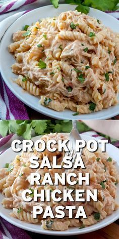 Salsa Ranch Chicken, Pasta Dressing, Crock Pot Salsa, Ranch Chicken Pasta, Pasta Beef, Salsa Ranch, Chili Crockpot, Chicken Ranch Pasta, Ranch Pasta