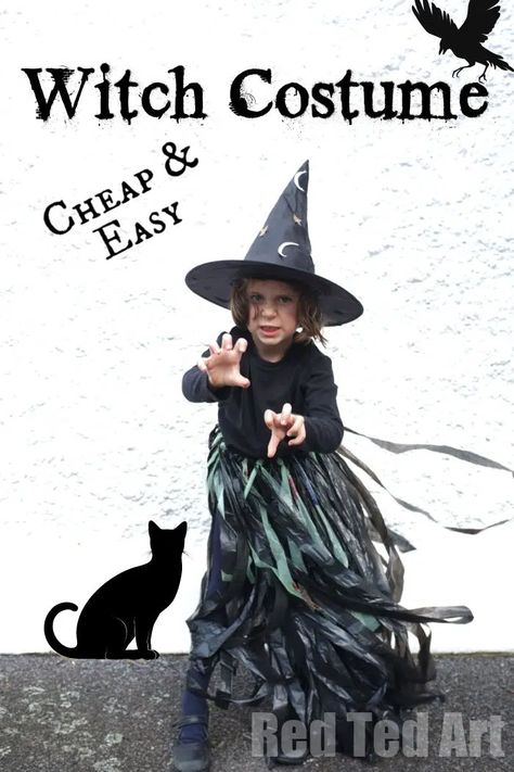 How to Make a Witch Costume - Red Ted Art - Kids Crafts Witch Costume Diy Kids, Halloween Dress Up Ideas, A Witch Costume, Kids Witch Costume, Halloween Block Party, Witch Costume Diy, Hocus Pocus Costume, Red Ted Art, Easy Diy Costumes