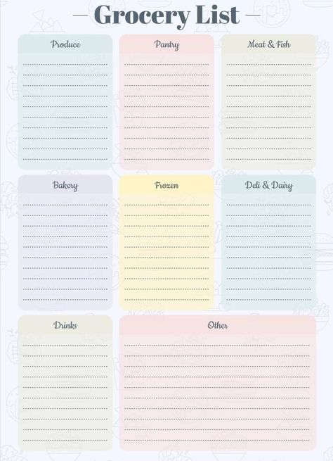 Grocery Template, Birthday Shopping List, Basic Grocery List, Grocery List Organization, Printable Grocery List Template, Free Grocery List, Weekly Meal Planner Template, Grocery List Template, Monthly Meal Planner