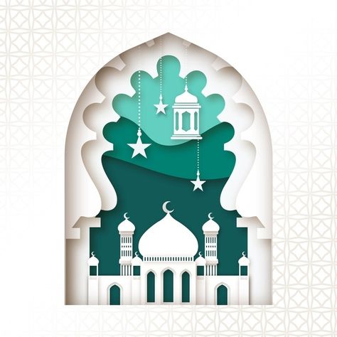 Mosque in layers of paper style eid muba... | Free Vector #Freepik #freevector #paper #ramadan #arabic #eid Moon Realistic, Cutout Art, Eid Mubarak Background, Eid Card Designs, Ramadan Background, Idee Cricut, Paper Cutout Art, Happy Eid Mubarak, Eid Greetings