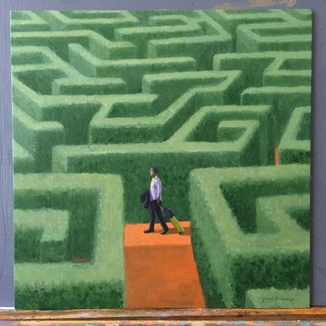 Maze Drawing, Hedge Maze, Labyrinth Design, Line Illustration, Illustration Artwork, Small Paintings, Art Therapy, Labyrinth, Hedges