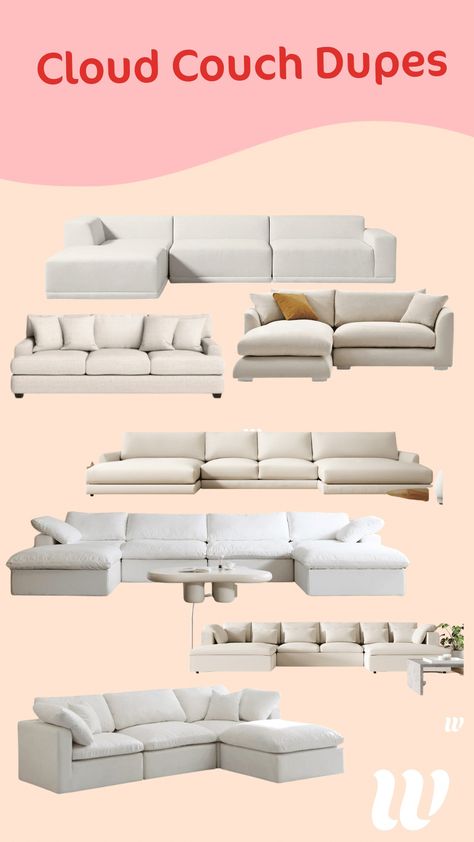 17 affordable Restoration Cloud Couch dupes SO good you'll trick guests into believing it's the same sofa (but will cost you thousands less!) Sofas On A Budget, Modular Sofa Affordable, Cloud Sofa Aesthetic, Sofa Budget, Rh Cloud Sofa, Cloud Sofa Living Rooms, Restoration Hardware Cloud Couch, The Cloud Couch, Hay Sofa