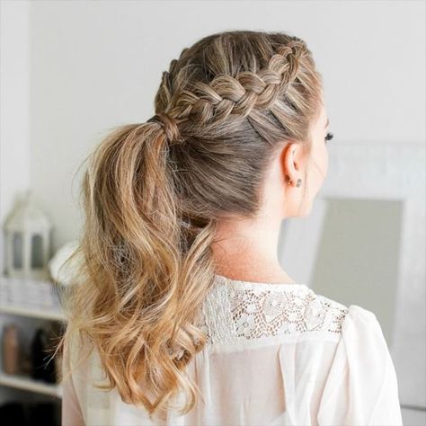 / Hairstyle Video, Gorgeous Braids, Mother Of The Bride Hair, Braided Hairstyle, Braided Ponytail Hairstyles, Hair Braid Videos, A Ponytail, Peinados Fáciles Para Cabello Corto, Penteado Cabelo Curto