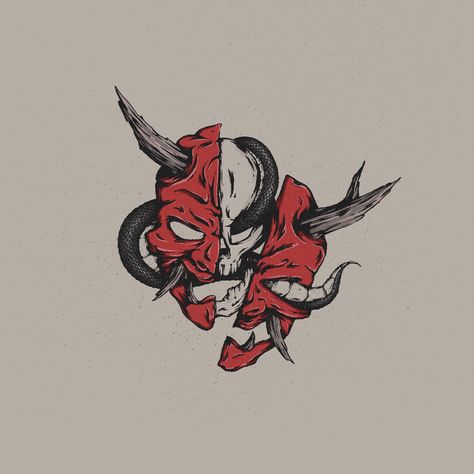 Oni mask illustrations - @austin_moncada #oni #illustration #austinoncada #japanesestyle #japaneseink #japan #artist #artistsoninstagram #artcreative #mask #skulltattoos #skull #skullandbones Cracked Oni Mask Tattoo, Oni Illustration, Mascara Oni, Oni Art, Oni Mask Tattoo, Mask Logo, Oni Tattoo, Painless Tattoo, Hannya Mask