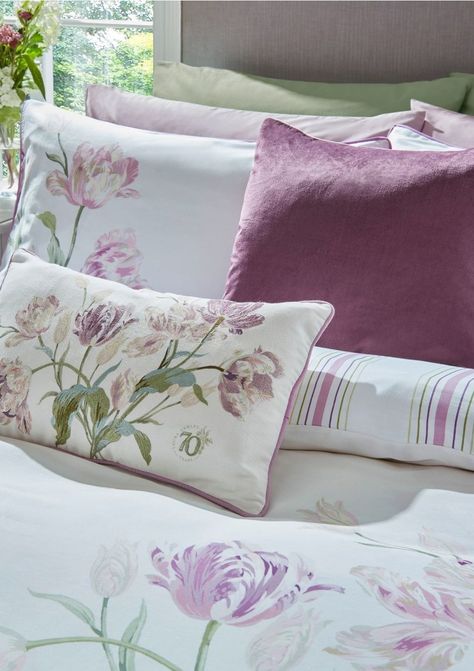 Laura Ashley Bedding, Designer Cushions, Tulip Design, Bed Time, Quilt Set, King Duvet, King Duvet Cover, Cushion Design, Beautiful Blooms