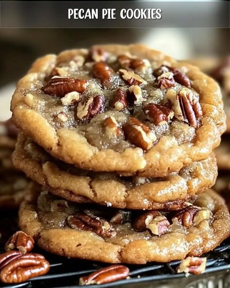 Savory Kitchen Fun Crumbl Pecan Pie Cookie Recipe, Pioneer Woman Pecan Pie Cookies, Pecan Pie Cookies Easy, Unusual Cookie Recipes, Popular Cookie Recipes, Pecan Sandies Cookies Recipes, Sandwich Cookie Recipes, Thanksgiving Cookie Recipes, Pecan Pie Cookie