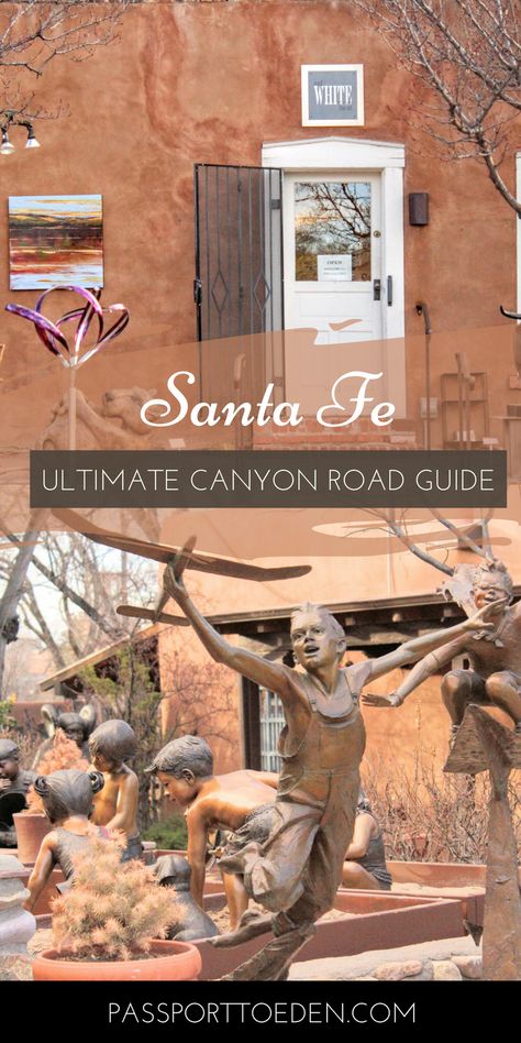 Looking for the best things to do in Santa Fe? Take a walk along Canyon Road, a hub of eclectic and luxury art galleries that also is famous for delicious tea. Canyon Road Santa Fe, Sante Fe New Mexico, Travel New Mexico, New Mexico Santa Fe, Vacation Organization, Colorado Trip, Texas Vacations, Canada Travel Guide, American Road