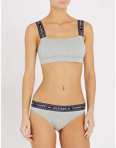 Tommy Hilfiger The Authentic stretch-cotton bralette Tommy Hilfiger Bralette, Tommy Hilfiger Crop Top, Zipper Sports Bra, Calvin Klein Outfits, Cotton Bralette, Hot Dress, Sleepwear Women, Bra Lingerie, Pretty Cool