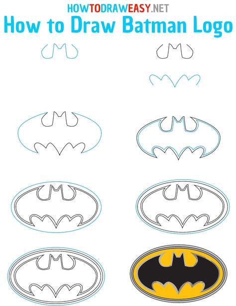 How to Draw Batman Symbol Step by Step #Batman #BatmansLogo #Bat #DC #ComicBook #Symbol #TheBatman How To Draw Batman Logo, Batman Comic Drawing, How To Draw Batman Step By Step, Batman Symbol Drawing, Nerdy Drawings, Batman Sketch Easy, Batman Logo Drawing, Batman Challenge, Batman Drawing Easy