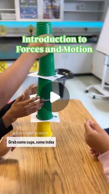 Edutopia on Instagram: "From @survivingmsscience : “Introduction to Inertia! This is a great activity for Newton’s 1st Law of Motion. You have to try it!✨

All you need are some index cards, string, and plastic cups. For a group of 4 students you will need 4 index cards and 5 cups.

I got this idea from @mrsnelsonsmiddles 😃

Tip: use the hole punch reinforcement stickers to help your cards last year after year.”" Mouse And The Motorcycle, Motion Activities, Newtons Laws Of Motion, Steam Ideas, Newtons Laws, Group Of 4, Relatable Content, Challenge Games, Force And Motion