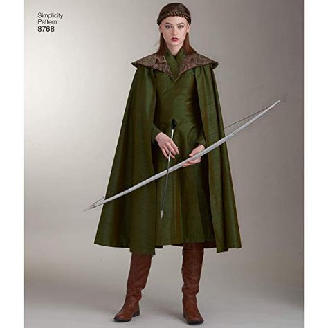 Amazon.com: Simplicity 8768 Women's Fantasy Cosplay Cloak Dress Sewing Pattern, Sizes 6-14: Gateway Medium Length Dresses, Medieval Cosplay, Costume Sewing Patterns, Medieval Costume, Different World, Costume Patterns, Fantasy Gowns, Medieval Dress, Medieval Clothing