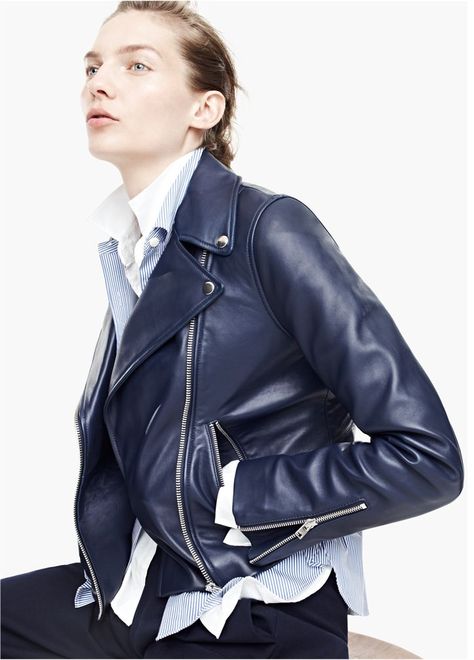 Navy Leather Jacket Outfit, Navy Blue Leather Jacket, Womens Leather Jacket Outfit, Navy Leather Jacket, Leather Jacket Outfit, Stylish Leather Jacket, Ugly Outfits, Jacket Outfit Women, Blue Leather Jacket