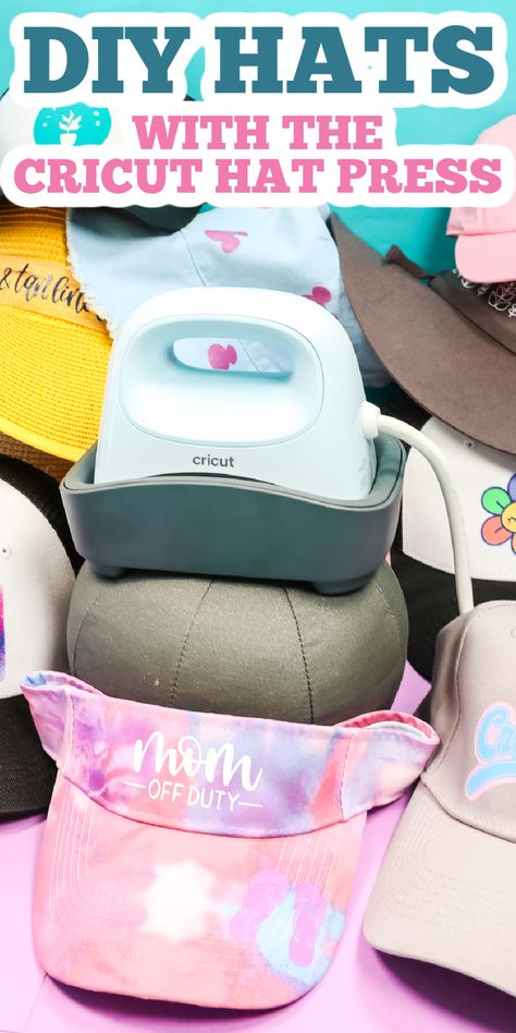 Cricut Baseball Hat, Hat Press Ideas, Iron On Hats Cricut, Cricut Hat Ideas, How To Heat Press A Hat, Cricut Easy Press Hat, Diy Hats, Infusible Ink, Cricut Projects Beginner