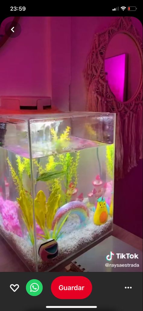 Aesthetic fish tank , indie fish tank , pecera indie , pecera aesthetic Aesthetic Fish Tank Ideas Pink, Pink Betta Fish Tank, Pink Fish Tank Aesthetic, Pastel Fish Tank, Pink Fish Tank Ideas, Girly Fish Tank Ideas, Preppy Fish Tank, Fish Tank Cute, Cute Fish Tank Ideas Aesthetic