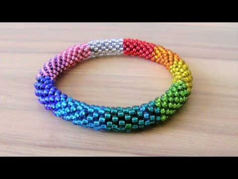 Round Seed Bead Bracelet Diy, Cord And Bead Bracelets, Crochet Beaded Rope Patterns Free, Rope Bead Bracelet, Beaded Rope Tutorial, Seed Bead Patterns Free Bracelets, Rope Bracelets Tutorial, Seed Bead Rope, Rope Bracelets Diy