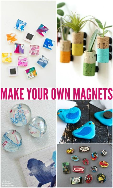 Make Your Own Magnets, Homemade Magnets, Diy Magnets, Magnet Crafts, Diy Gifts For Kids, Crafts To Make And Sell, Crafts For Girls, Easy Diy Crafts, Diy Arts And Crafts