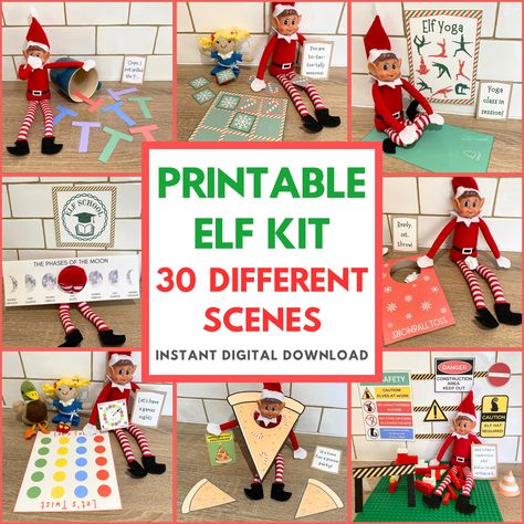 🔴WHAT IS IT?🔴 A complete, all-in-one 'Printable Elf Kit', which includes 30 different elf scenes to choose from. All scenes have been carefully planned and tested, and are certain to bring lots of fun, laughter and magic to your child's Christmas this year.  For each scene, you will receive a set of instructions and the associated printable props, which includes an elf note from your elf. This bundle also includes three bonus documents: a page of blank elf notes, an elf antics calendar and elf Elf On The Shelf Kit Ideas To Sell, Diy Elf On The Shelf Kit, Diy Elf Kit, Diy Elf Props, Elf Kit Ideas, Elf On The Shelf Kits To Sell, Printable Elf On The Shelf Props, Elf On The Shelf For Teens, Free Elf On The Shelf Printables