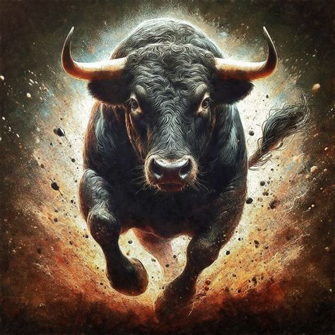 Raging Bull: Powerful Charging Bull - Gareth Parkes Bull Photo, Taurus Bull Tattoos, Bull Pictures, Bull Images, Bull Tattoo, Wild Bull, Bull Statue, Bucking Bulls, Charging Bull