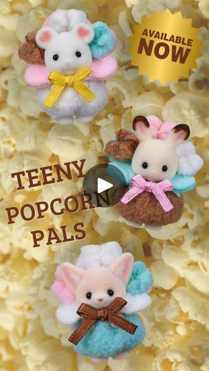 5.4K views · 171 reactions | Teeny Popcorn Pals | 🎉 Say hello to the newest members of the Calico Critters family – the Teeny Popcorn Pals! 🍿 Featuring the Marshmallow Mouse, Chocolate Rabbit, and Fennec... | By Calico Critters | Facebook Mouse Chocolate, Calico Critters Families, Chocolate Rabbit, Felting Ideas, Calico Critters, Say Hello, Popcorn