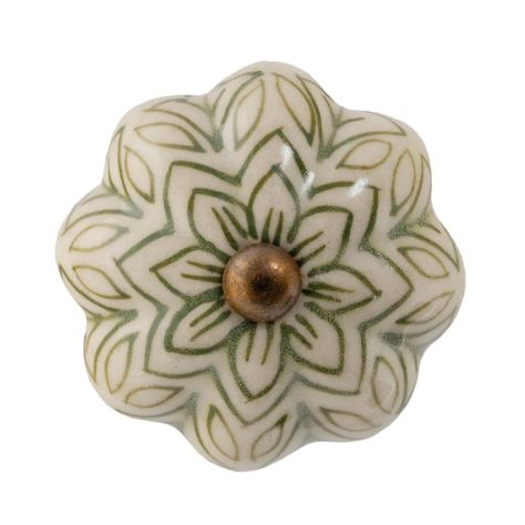 Floral Ceramic Cabinet Knob Vintage Cupboard Door Drawer Handles Olive Green  | eBay Unique Drawer Pulls, Ceramic Cabinet, Vintage Cupboard, Glass Dessert Bowls, Cupboard Door Knobs, Ceramic Door Knobs, Small Doors, Cup Handles, Cupboard Doors