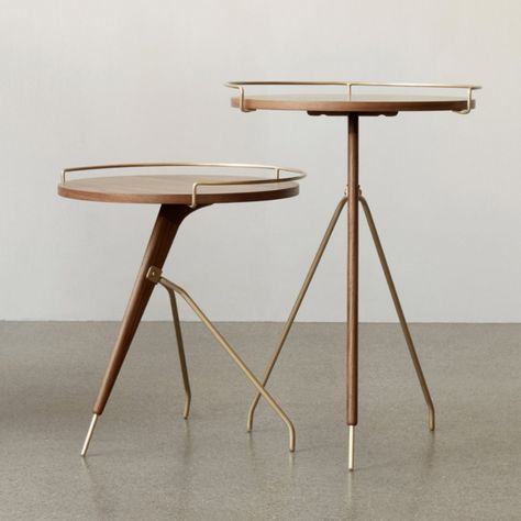 The Umanoff Side Table is a beautiful rendition of the original design first created and distributed in the 1950s. Today's table still features the classic combination of walnut and brass on a tripod of legs, perfect for small or large spaces.The Umanoff celebrates classic mid-century modern design, in every aspect. We Walnut And Brass, As It Was, Scandinavian Home, Modern Coffee Tables, Mid Century Modern Design, The 1950s, Storage Ottoman, Danish Design, Accent Table