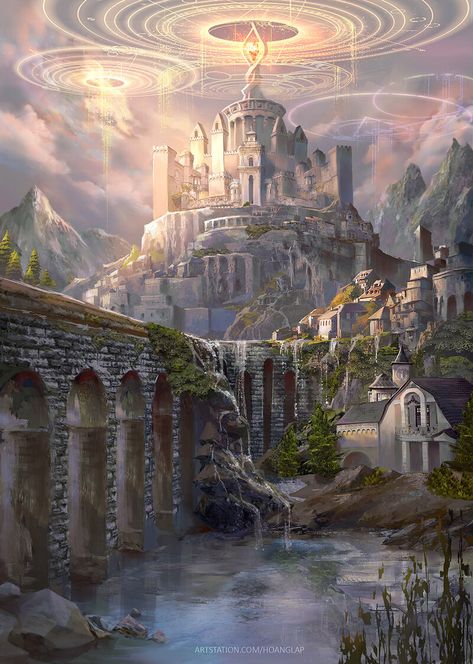 Old Spells, Old Artwork, Sky Castle, City Of Dreams, Castle Aesthetic, City Drawing, Magic City, Fantasy City, Fantasy Castle