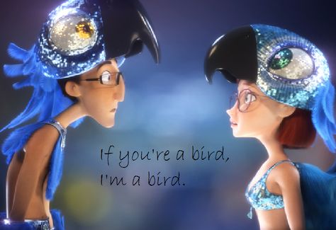 If you're a bird, I'm a bird. Rio/The Notebook Rio Linda, Rio 2011, Rio Movie, Desenho Tom E Jerry, Rodrigo Santoro, Blue Sky Studios, Leslie Mann, Bird Costume, Blue Costumes