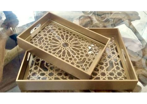 Tray On Coffee Table, Acrylic Items, Furniture Design Table, Sweet Box Design, Wood Laser Ideas, Arabic Decor, Wooden Toys Plans, Laser Engraved Ideas, Ramadan Crafts