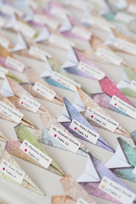 Wedding Table Placement, Aviation Wedding, Wedding Seating Cards, Vintage Wedding Theme, Travel Theme Wedding, Paper Airplane, Vintage Wedding Decorations, Vintage Inspired Wedding, Glamorous Wedding